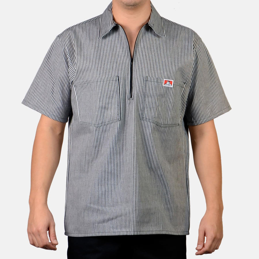 Short Sleeve Striped 1/2 Zip Shirt